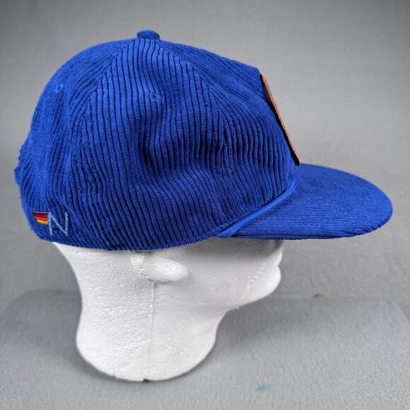 Aviator Nation Hat Cap Snap Back Blue Corduroy Mountain Patch Retro Stripe Mens - Picture 3 of 12